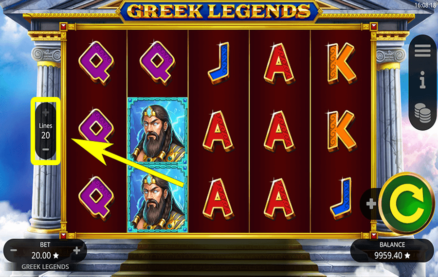 Greek Legends Choose the paylines.