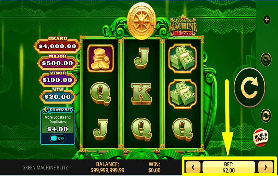 Green Machine Blitz DETERMINE YOUR WAGER.