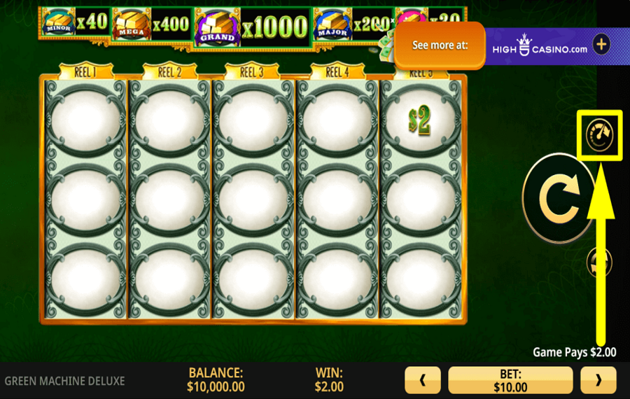 Green Machine Deluxe HABILITE EL MODO TURBO.