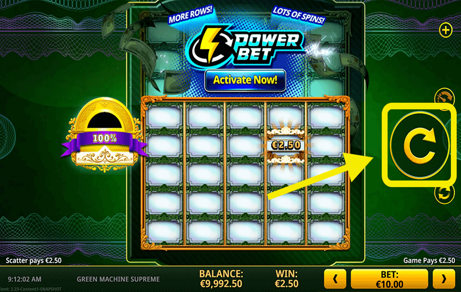 Green Machine Supreme Haga clic/toque el botón “Girar”.