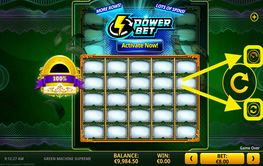 Green Machine Supreme Usando las funciones opcionales “Autoplay” y “Turbo”.