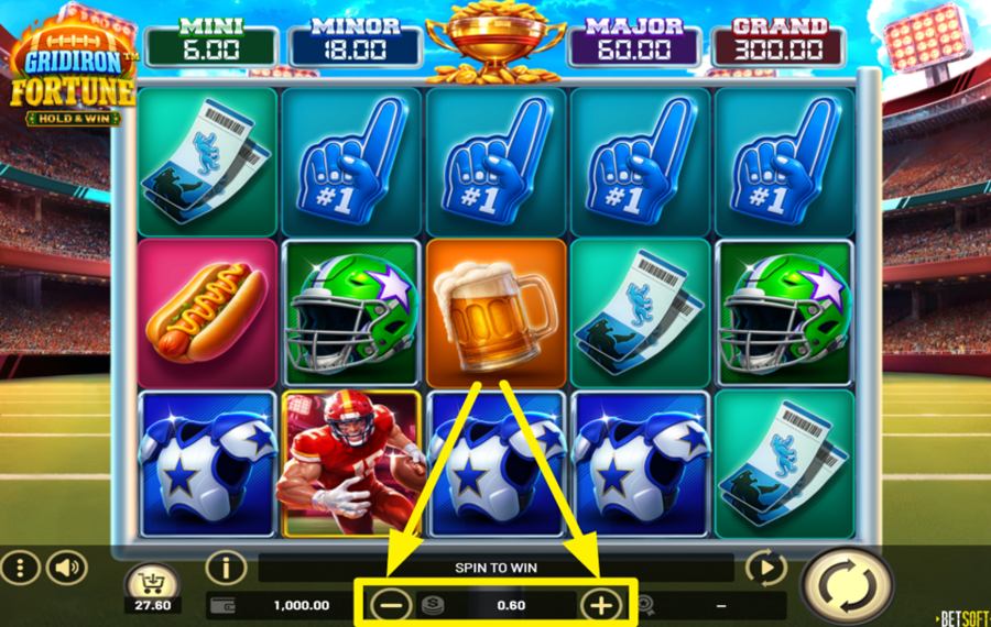 Gridiron Fortune Hold and Win SPECIFICA LA TUA PUNTATA.