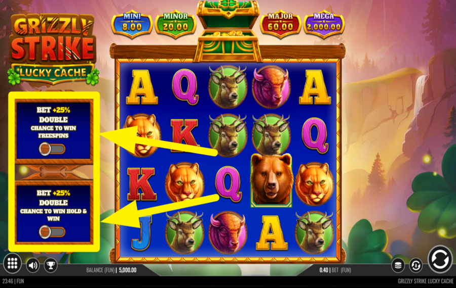 Grizzly Strike Lucky Cache ACTIVATE BOOST BET.