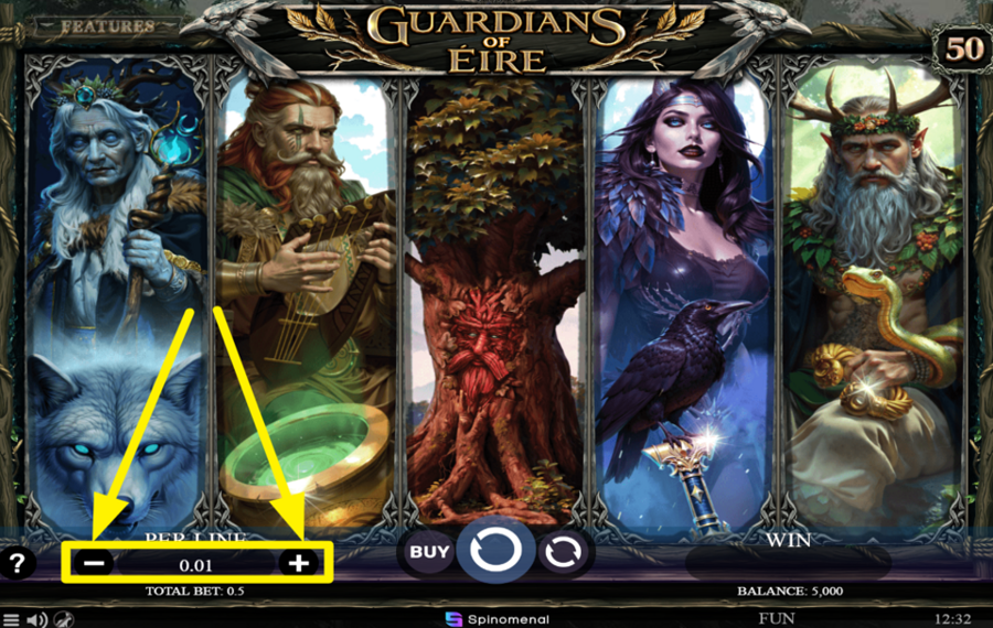 Guardians of Eire DÉTERMINER LA MISE PAR LIGNE.