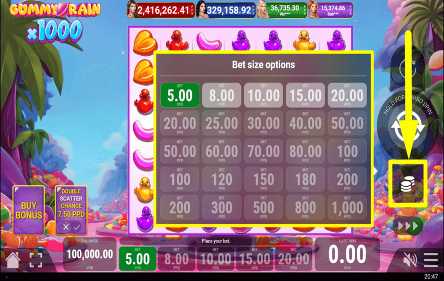 Gummy Rain x1000 WÄHLEN SIE IHREN EINSATZ.