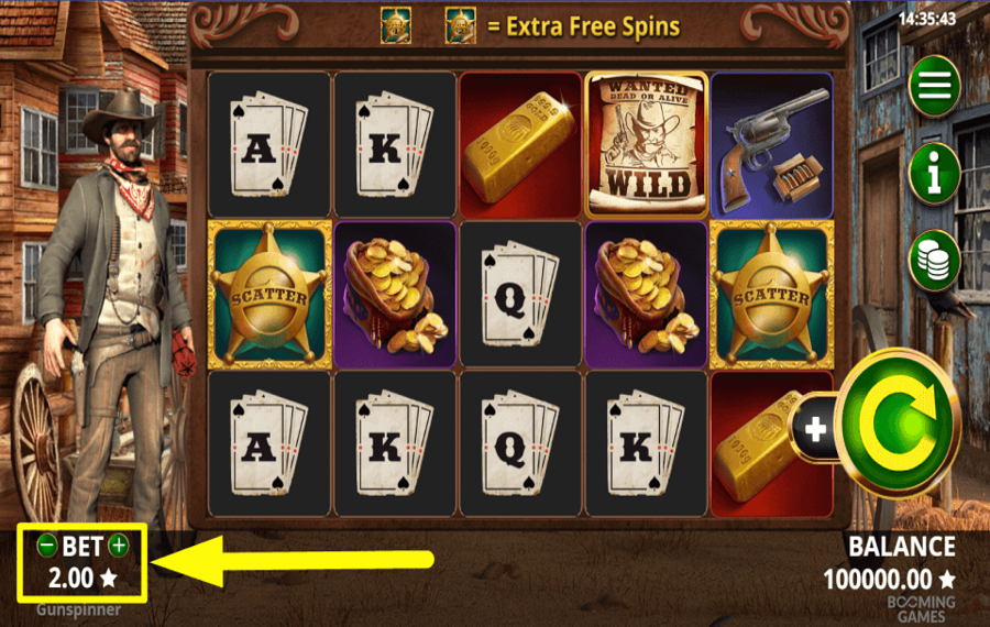 Gun Spinner SET YOUR TOTAL BET.