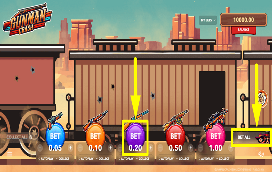 Gunman Crash ПОДТВЕРДИТЕ СВОИ СТАВКИ.