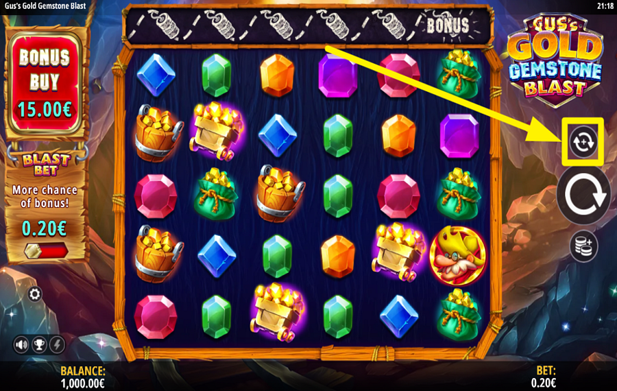 Guss Gold Gemstone Blast UTILISER LA LECTURE AUTOMATIQUE.