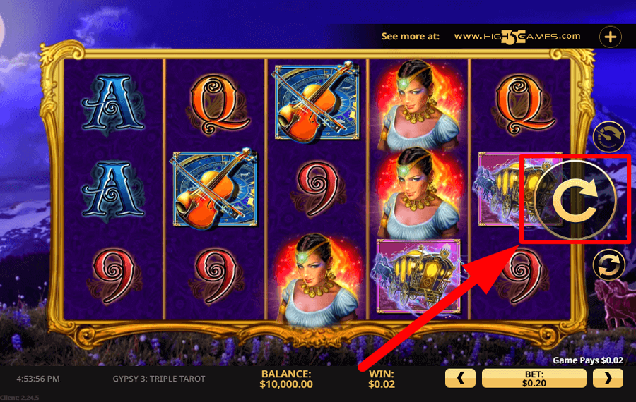 Gypsy 3 Triple Tarot Click on the “Spin” button.