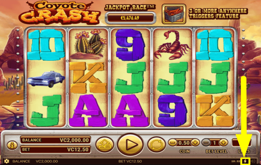 Habanero Coyote Crash ATTIVA LA FUNZIONE “GIRO RAPIDO”.