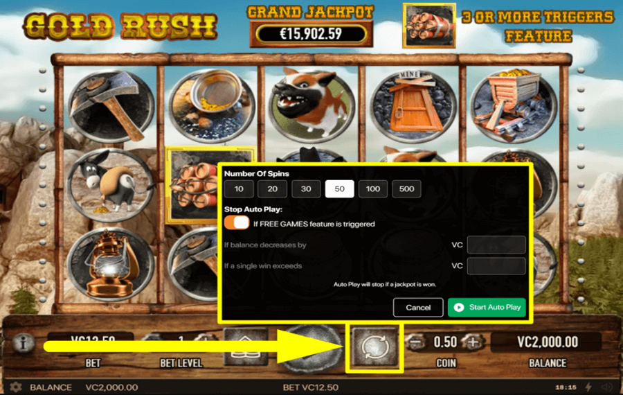 Habanero Gold Rush SET AUTOMATIC SPINS.