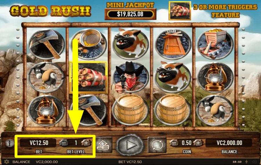 Habanero Gold Rush SELECT THE BET VALUE.