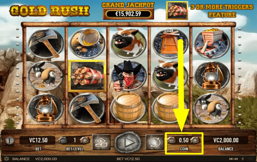 Habanero Gold Rush CHANGE THE COIN VALUE.