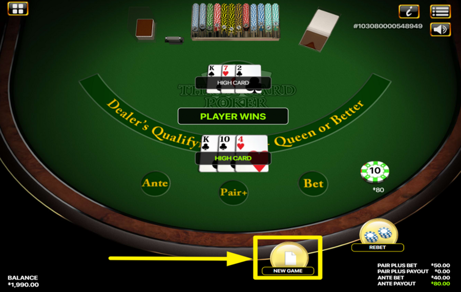 Habanero Three Card Poker REDÉMARRER À PARTIR DE ZÉRO.