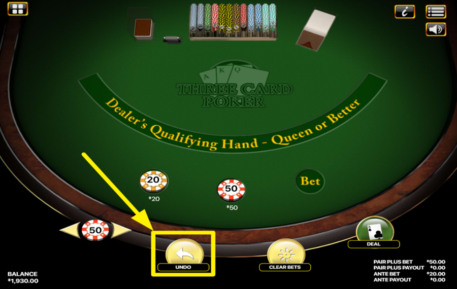 Habanero Three Card Poker RECULEZ D'UN PAS.