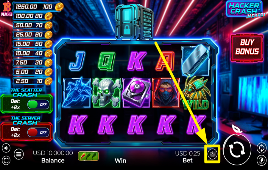 Hacker Crash Jackpot SCEGLI L'IMPORTO DELLA TUA SCOMMESSA.