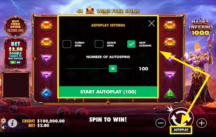 Hades Inferno 1000 UTILICE GIROS AUTOMATIZADOS. 