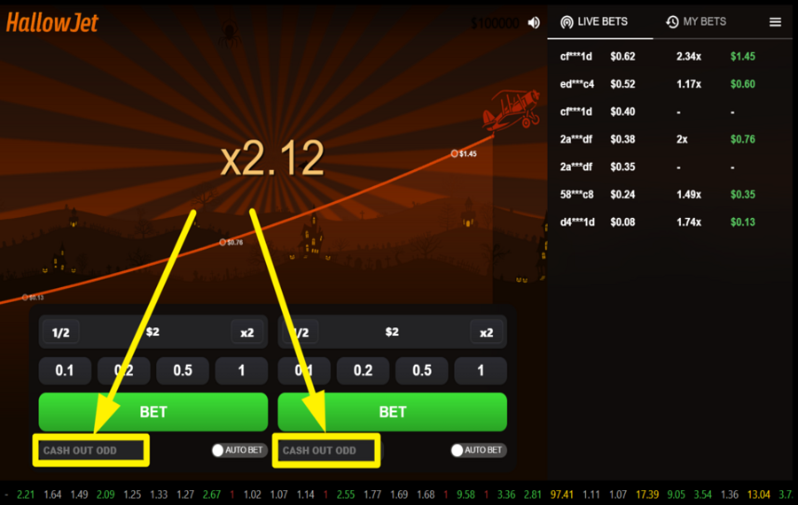 Hallow Jet TURN ON AUTO CASH OUT.