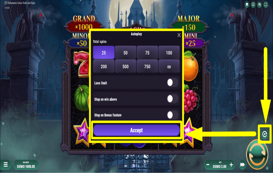 Halloween Coins Hold and Spin CONTINUE AUTOMATICALLY.