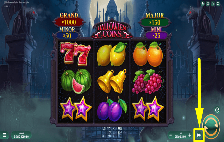 Halloween Coins Hold and Spin CONTROL SPIN SPEED.