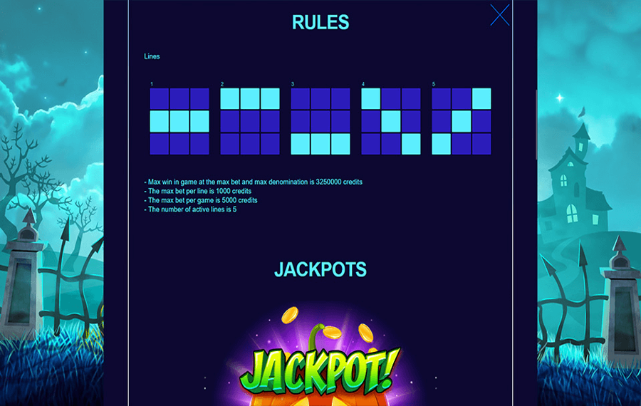 Halloween Jackpot Choisissez les lignes de paiement.