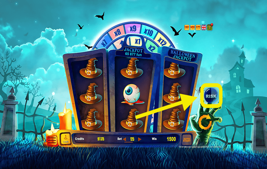 Halloween Jackpot Utilisation de la fonction optionnelle « Gamble ».