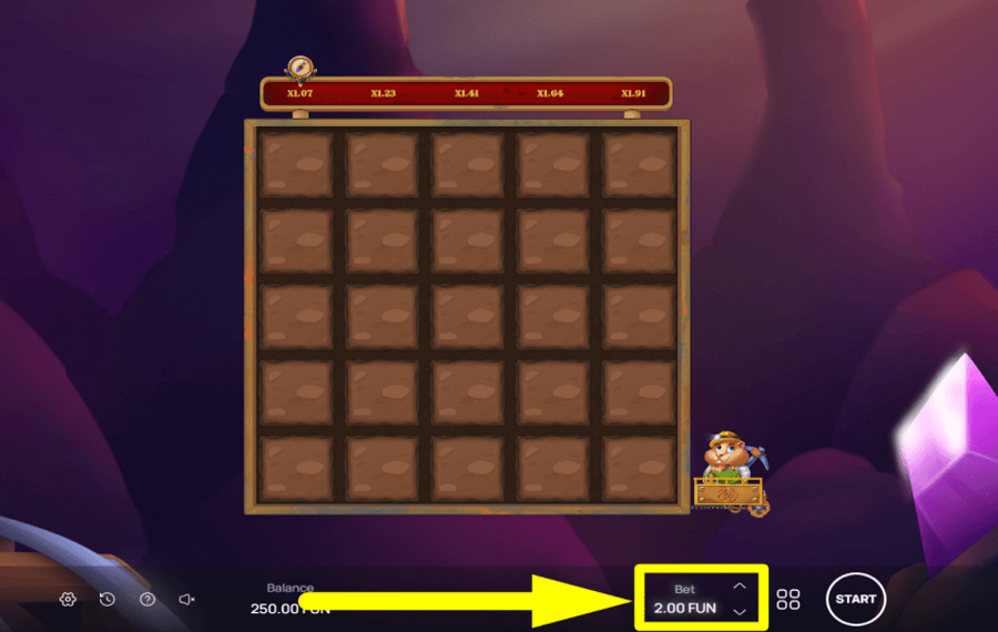 Hamsterpunk Mines MODIFICA LA SCOMMESSA.