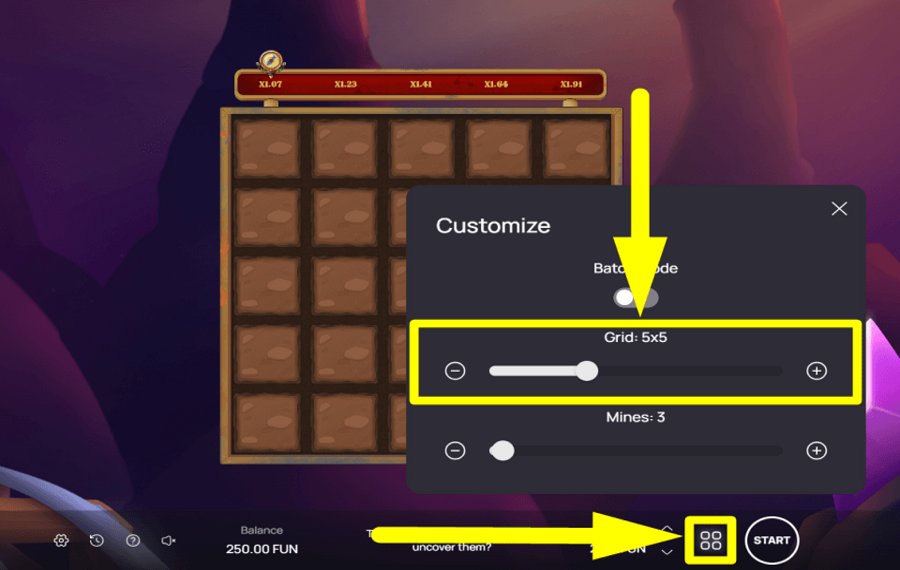 Hamsterpunk Mines SCEGLI LA GRIGLIA.