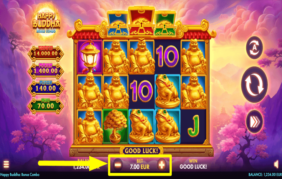 Happy Buddha Bonus Combo PLACE YOUR BET.