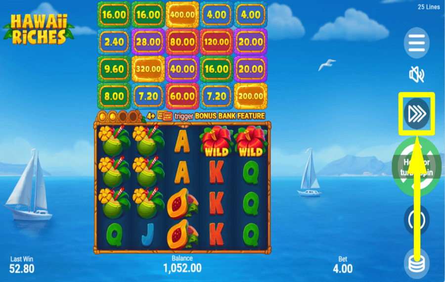 Hawaii Riches КОНТРОЛЬ СКОРОСТИ ИГРЫ.