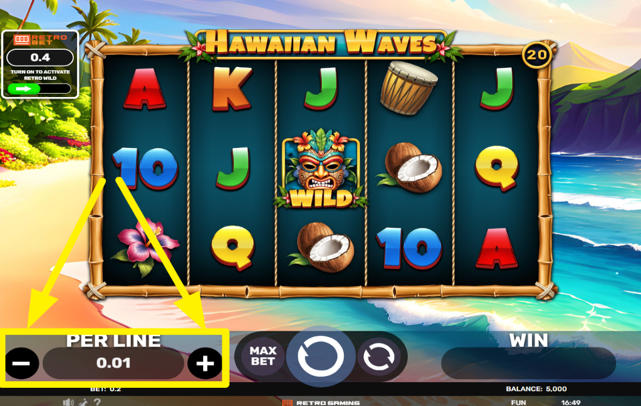 Hawaiian Waves Den Einsatz pro Linie anpassen.