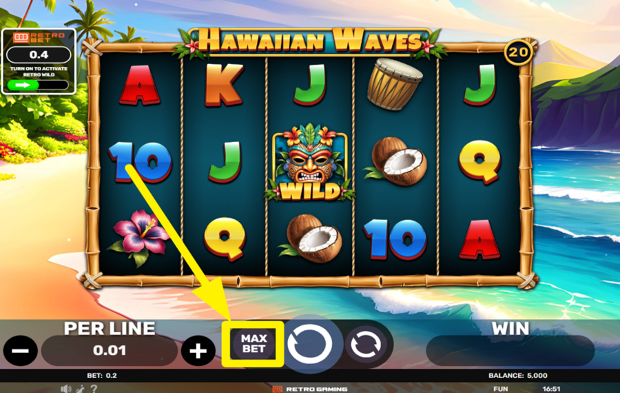 Hawaiian Waves Setzen Sie den maximalen Einsatz.