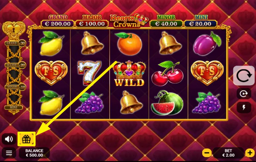 Hearts and Crowns PURCHASE FREE SPINS.