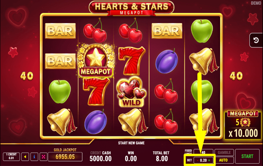 Hearts and Stars DETERMINE YOUR STAKE.