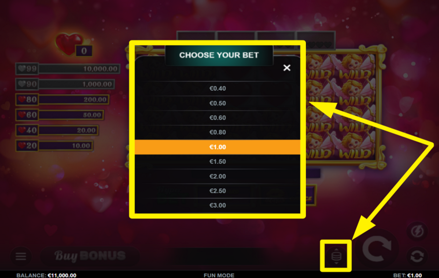 Hearts Bounty Blitz ВЫБЕРИТЕ СУММУ СТАВКИ.