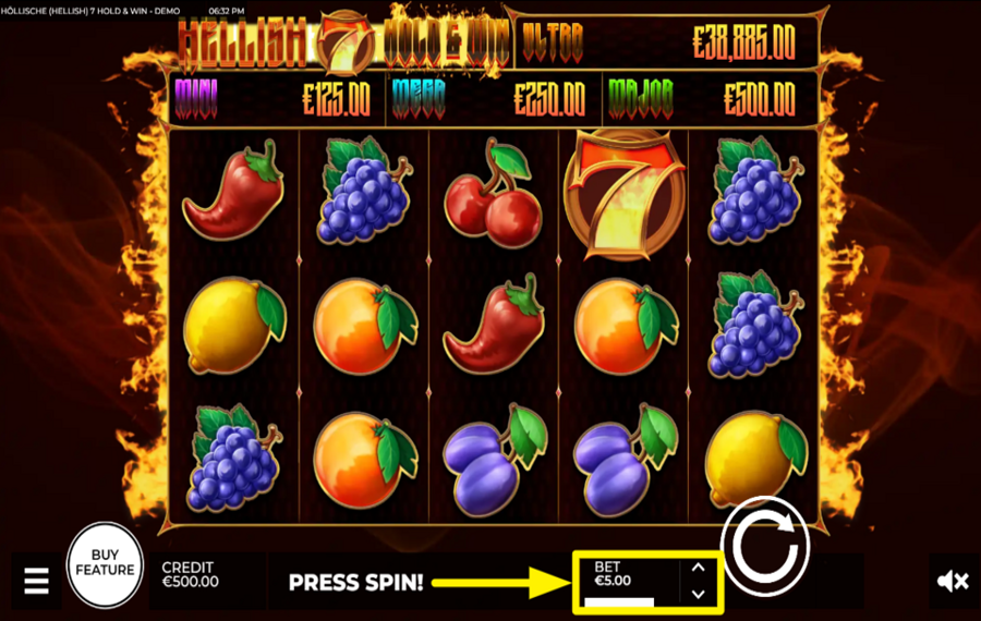 Hellish 7 Hold and Win DÉFINISSEZ VOTRE MISE.