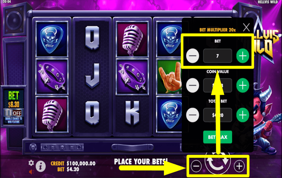 Hellvis Wild SELECT THE BET AMOUNT.