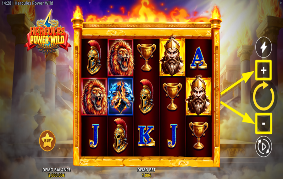 Hercules Power Wild DETERMINE YOUR BET.