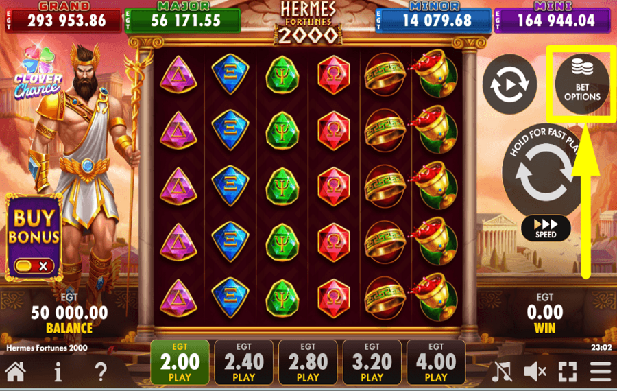 Hermes Fortunes 2000 Clover Chance BESTIMMEN SIE DEN EINSATZ.