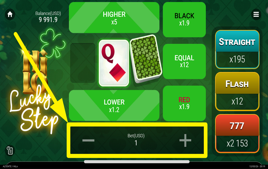 Hi Lo Lucky Step ELIGE TU APUESTA.