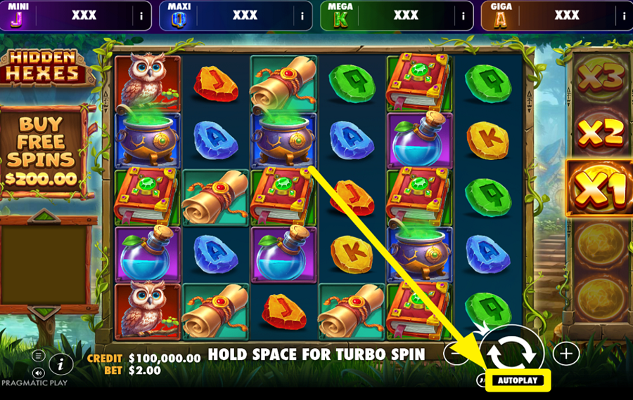 Hidden Hexes Oranje Jackpot ACTIVAR EL GIRO AUTOMÁTICO.
