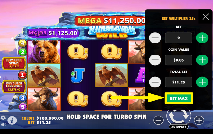 Himalayan Wild АКТИВИРУЙТЕ МАКСИМАЛЬНЫЙ УРОВЕНЬ СТАВКИ.