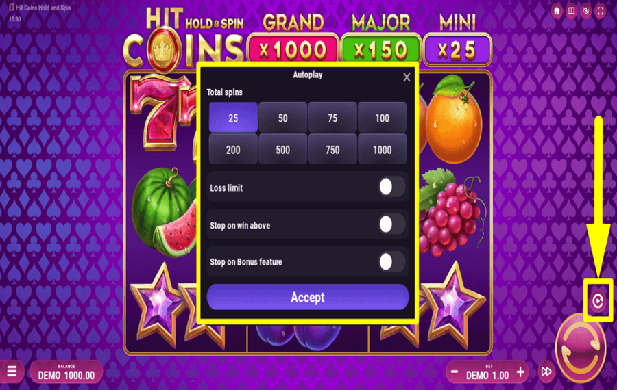 Hit Coins Hold and Spin НАСТРОЙКА АВТОМАТИЧЕСКИХ ВРАЩЕНИЙ.