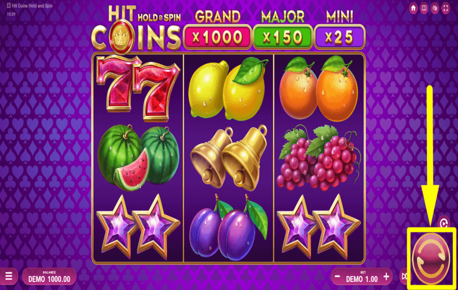 Hit Coins Hold and Spin ВРАЩАЙТЕ БАРАБАНЫ.