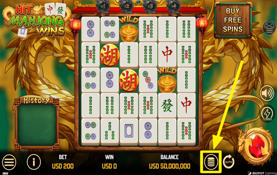 Hit Mahjong Wins SCEGLI UN IMPORTO DI SCOMMESSA.