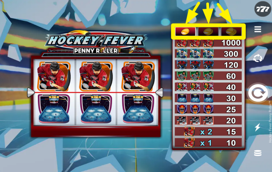 Hockey Fever Penny Roller DÉTERMINEZ LA TAILLE DE VOTRE PIÈCE.