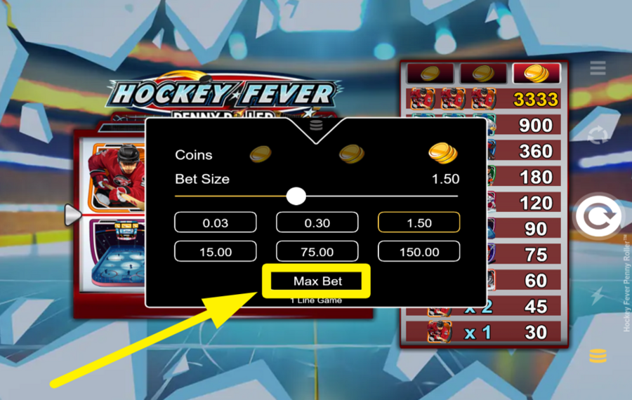 Hockey Fever Penny Roller ÉTABLISSEZ LA LIMITE DE MISE LA PLUS ÉLEVÉE.