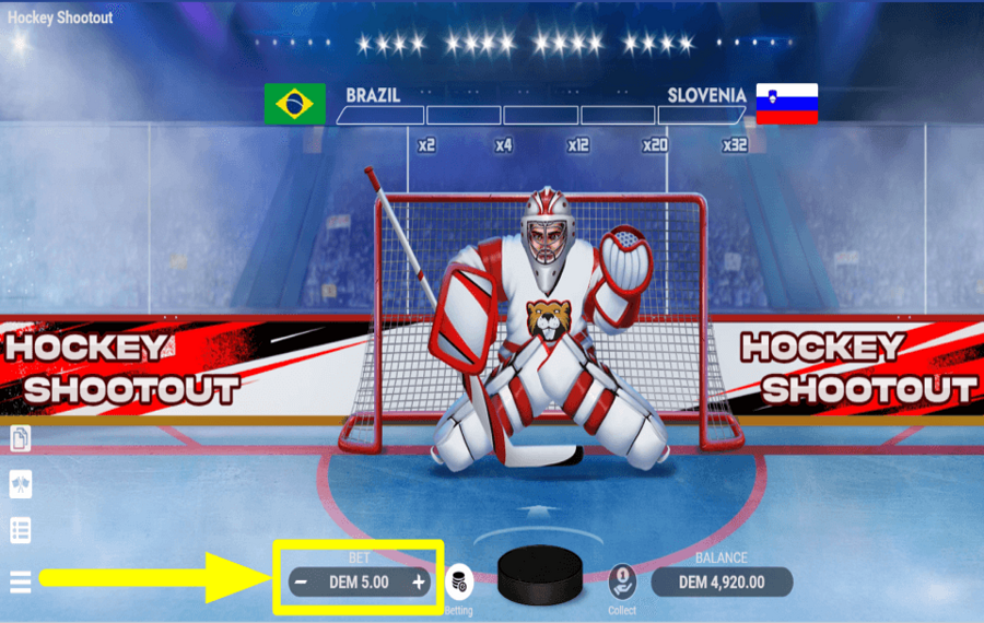 Hockey Shootout CAST YOUR TOTAL BET.