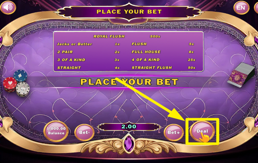 Hold and Flip Poker Frenzy DONNEZ VOTRE MAIN DE DÉPART.