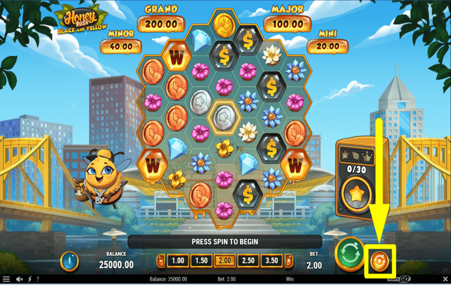 Honey Rush Black and Yellow PROCÉDER AUTOMATIQUEMENT.